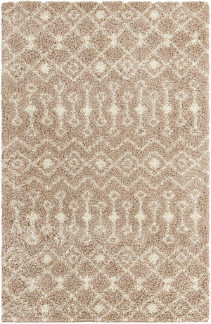 Light Brown 5' 3 x 8' Moroccan Trellis Shag Rectangle Rug