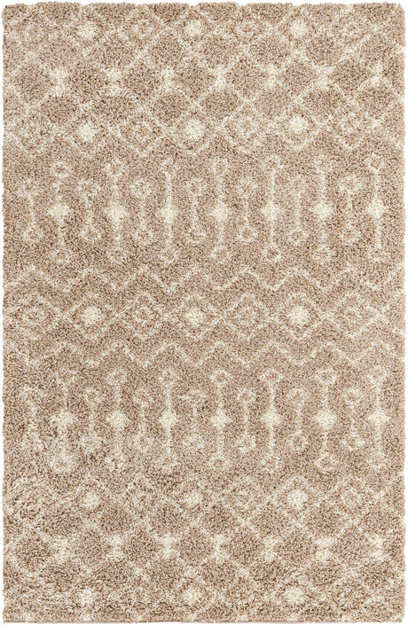 Light Brown 5' 3 x 8' Moroccan Trellis Shag Rectangle Rug