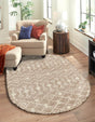 Light Brown 5' 3 x 8' Moroccan Trellis Shag Oval Rug