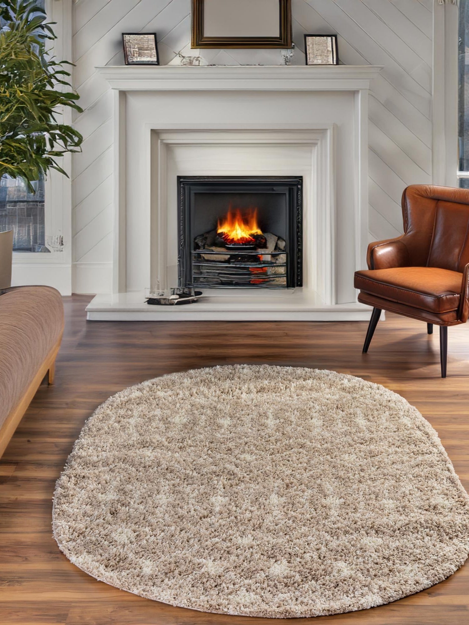 Light Brown 5' 3 x 8' Moroccan Trellis Shag Oval Area Rug Thick Soft Touch Fluffy & Plush Shaggy Pile 100% Polypropylene Geometric Traditional Carpet for Sale at Rug Engine