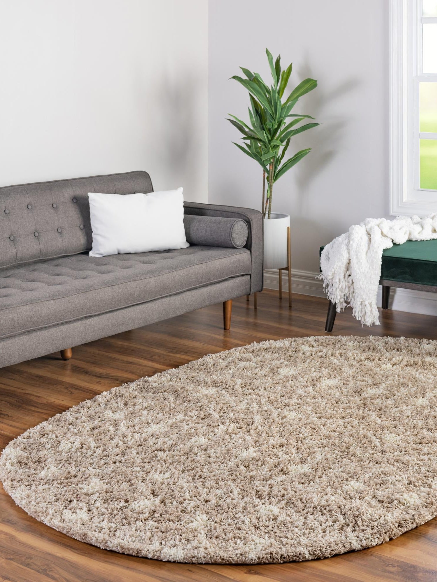 Light Brown 4' 1 x 6' 1 Moroccan Trellis Shag Oval Area Rug Thick Soft Touch Fluffy & Plush Shaggy Pile 100% Polypropylene Geometric Traditional Carpet for Sale at Rug Engine
