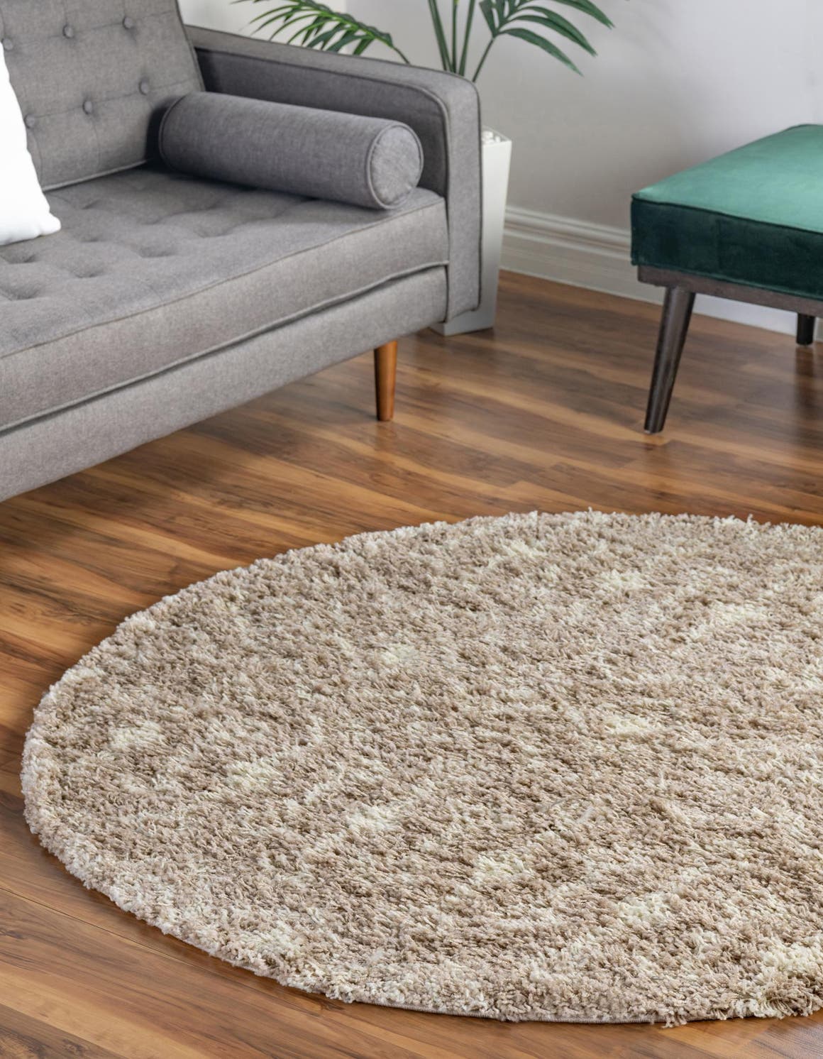 Light Brown 10' x 10' Moroccan Trellis Shag Round Area Rug Thick Soft Touch Fluffy & Plush Shaggy Pile 100% Polypropylene Geometric Traditional Carpet for Sale at Rug Engine