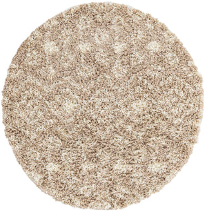 Light Brown 3' 1 x 3' 1 Moroccan Trellis Shag Round Area Rug Thick Soft Touch Fluffy & Plush Shaggy Pile