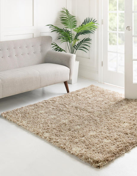 Light Brown 6' x 6' Moroccan Trellis Shag Square Rug