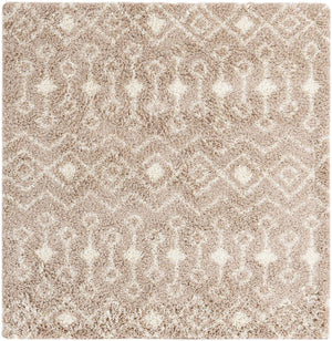 Light Brown 6' 1 x 6' 1 Moroccan Trellis Shag Square Area Rug Thick Soft Touch Fluffy & Plush Shaggy Pile