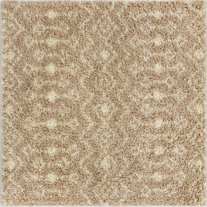 Light Brown 5' 3 x 5' 3 Moroccan Trellis Shag Square Area Rug Thick Soft Touch Fluffy & Plush Shaggy Pile