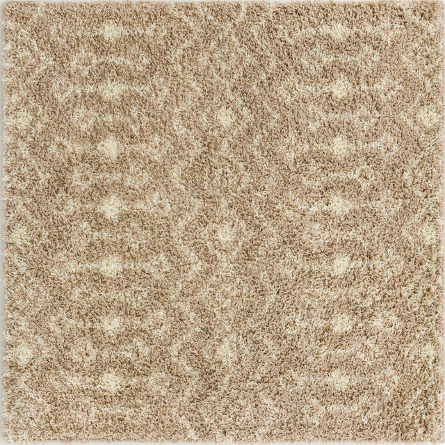 Light Brown 5' 3 x 5' 3 Moroccan Trellis Shag Square Area Rug Thick Soft Touch Fluffy & Plush Shaggy Pile