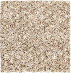 Light Brown 3' 1 x 3' 1 Moroccan Trellis Shag Square Area Rug Thick Soft Touch Fluffy & Plush Shaggy Pile