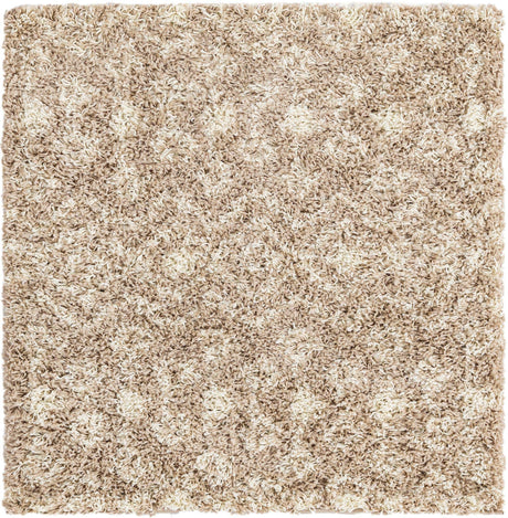 Light Brown 3' 1 x 3' 1 Moroccan Trellis Shag Square Area Rug Thick Soft Touch Fluffy & Plush Shaggy Pile