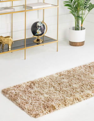 Light Brown 2' x 7' Moroccan Trellis Shag Runner Rug