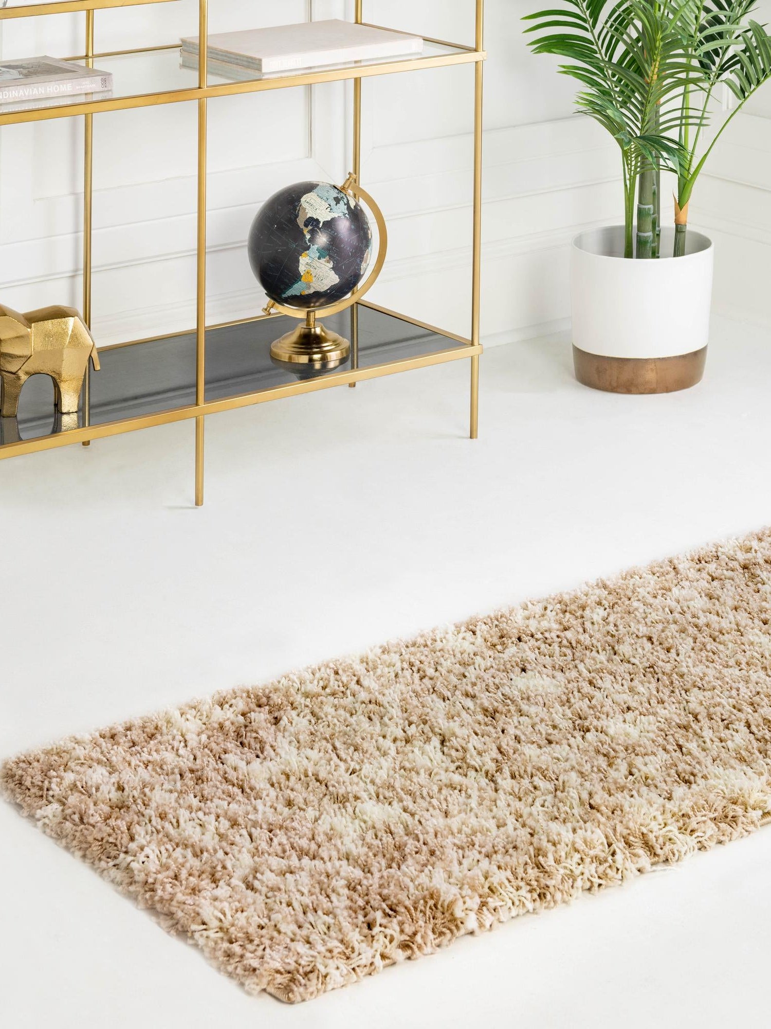 Light Brown 3' 3 x 16' 5 Moroccan Trellis Shag Runner Area Rug Thick Soft Touch Fluffy & Plush Shaggy Pile 100% Polypropylene Geometric Traditional Carpet for Sale at Rug Engine