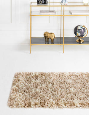 Light Brown 2' x 7' Moroccan Trellis Shag Runner Rug