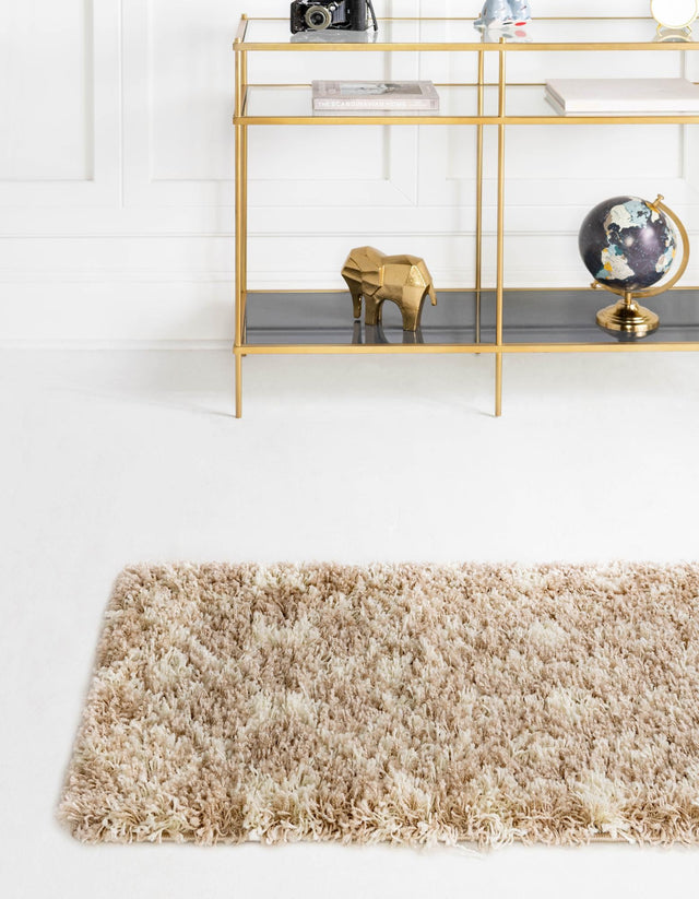 Light Brown 2' x 7' Moroccan Trellis Shag Runner Rug