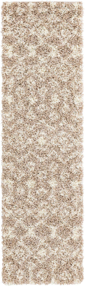 Light Brown 2' x 7' Moroccan Trellis Shag Runner Rug