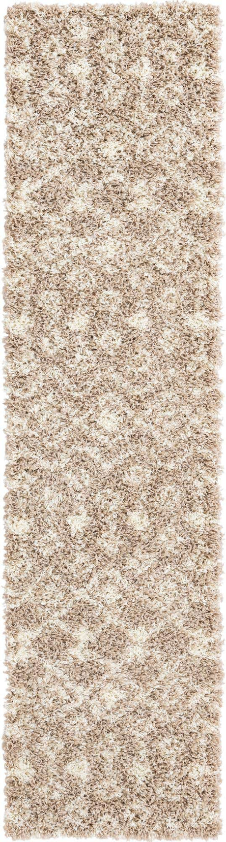 Light Brown 2' x 8' Moroccan Trellis Shag Runner Rug