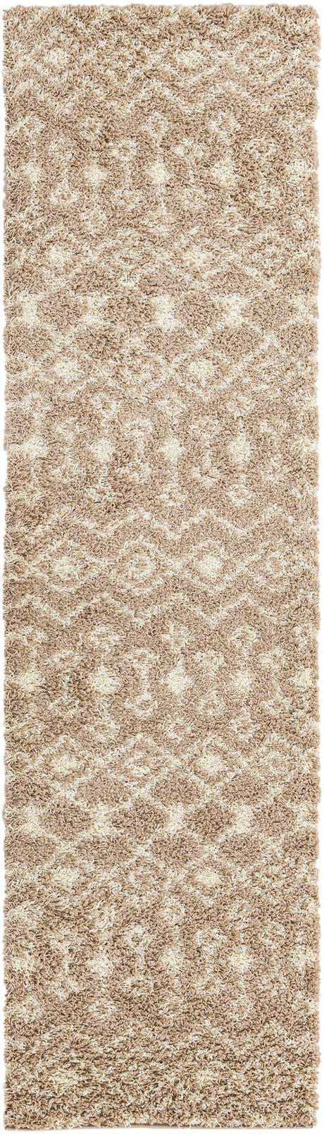 Light Brown 2' 7 x 10' Moroccan Trellis Shag Runner Area Rug Thick Soft Touch Fluffy & Plush Shaggy Pile