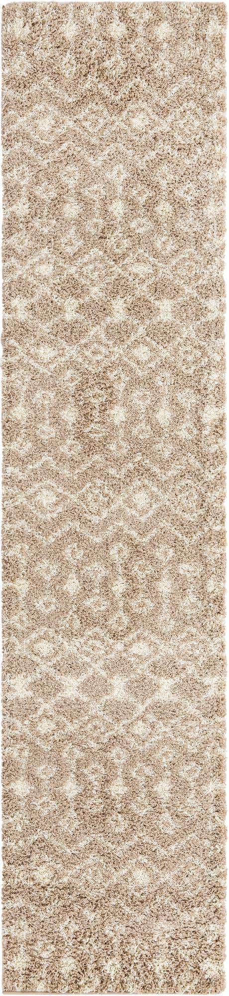 Light Brown 3' x 12' Moroccan Trellis Shag Runner Rug