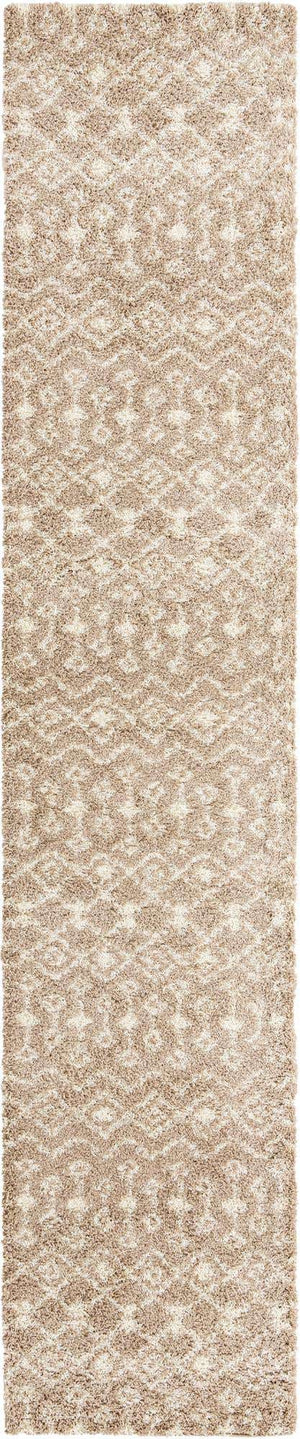 Light Brown 3' 3 x 16' 5 Moroccan Trellis Shag Runner Area Rug Thick Soft Touch Fluffy & Plush Shaggy Pile
