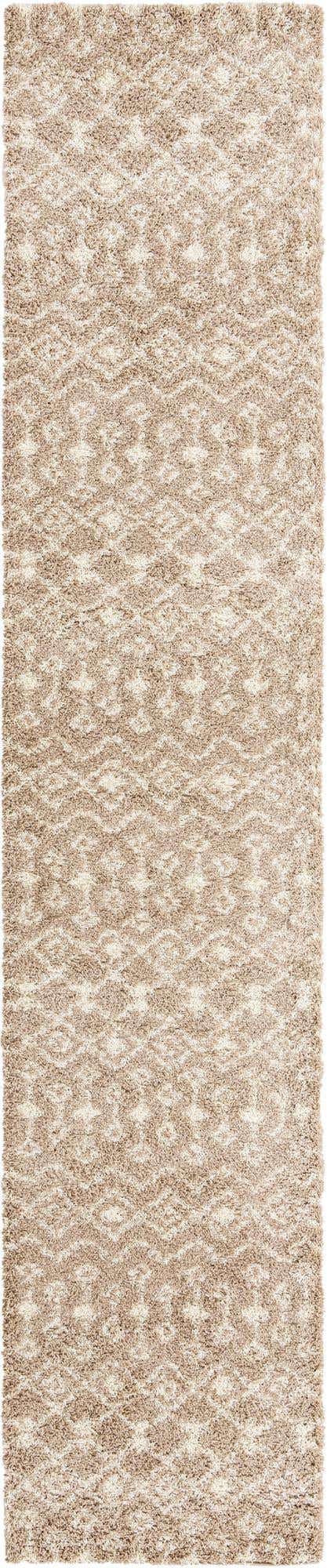 Light Brown 3' 3 x 16' 5 Moroccan Trellis Shag Runner Area Rug Thick Soft Touch Fluffy & Plush Shaggy Pile