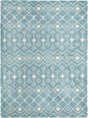 Light Blue 11' x 14' Moroccan Trellis Shag Rectangle Rug