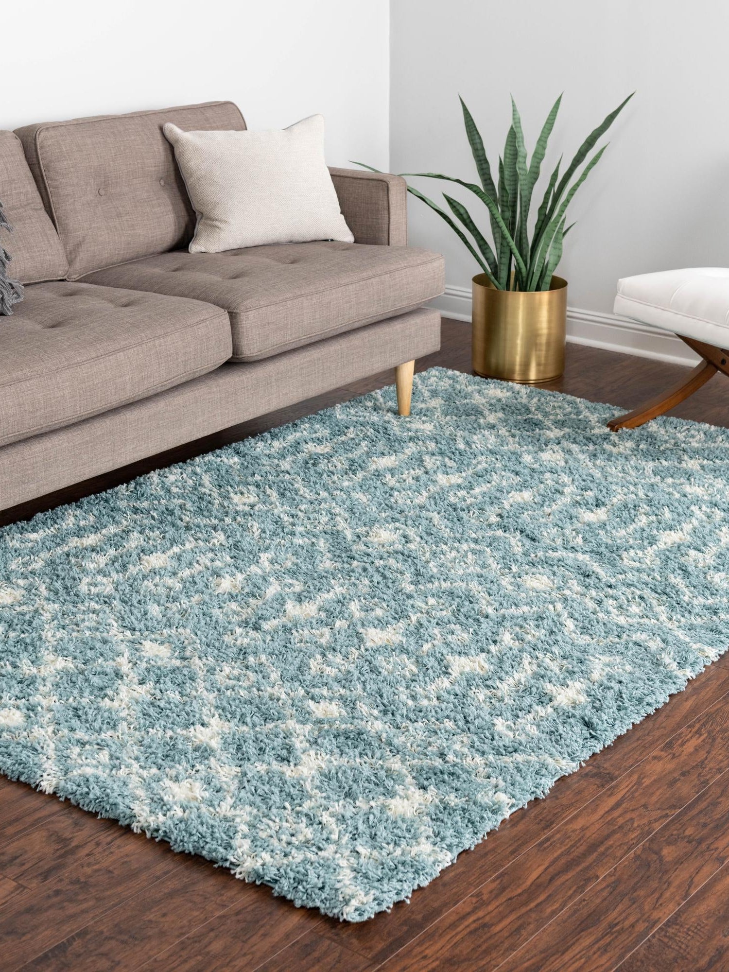 Light Blue 2' x 3' 1 Moroccan Trellis Shag Rectangle Area Rug Thick Soft Touch Fluffy & Plush Shaggy Pile 100% Polypropylene Geometric Traditional Carpet for Sale at Rug Engine