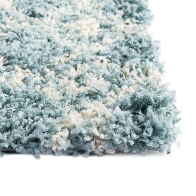 Light Blue 11' x 14' Moroccan Trellis Shag Rectangle Rug