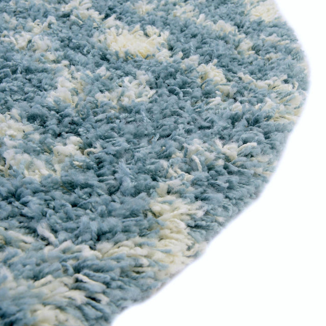 Light Blue 10' x 10' Moroccan Trellis Shag Round Rug