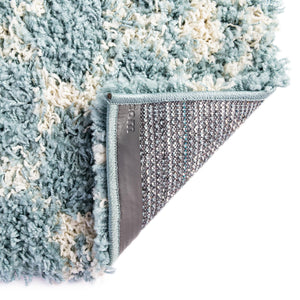 Light Blue 4' x 4' Moroccan Trellis Shag Square Rug
