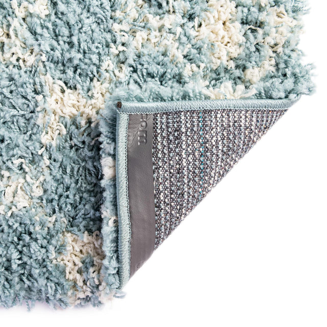 Light Blue 4' x 4' Moroccan Trellis Shag Square Rug