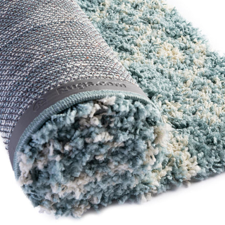 Light Blue 2' x 7' Moroccan Trellis Shag Runner Rug
