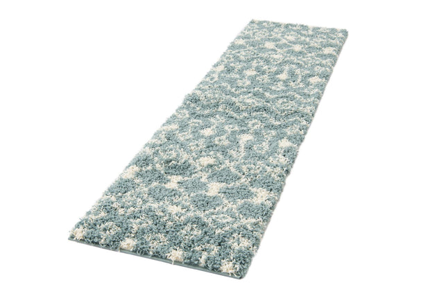 Light Blue 2' x 7' 1 Moroccan Trellis Shag Runner Area Rug Thick Soft Touch Fluffy & Plush Shaggy Pile