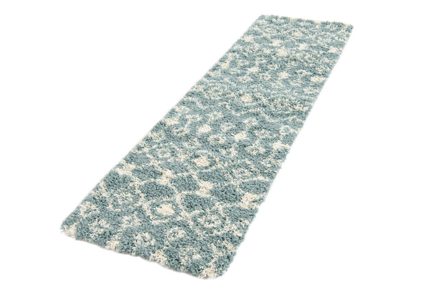 Light Blue 2' x 7' 1 Moroccan Trellis Shag Runner Area Rug Thick Soft Touch Fluffy & Plush Shaggy Pile