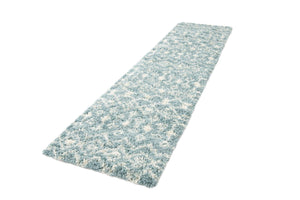 Light Blue 2' 7 x 10' Moroccan Trellis Shag Runner Area Rug Thick Soft Touch Fluffy & Plush Shaggy Pile