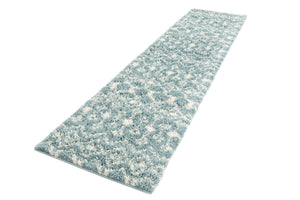 Light Blue 2' 7 x 10' Moroccan Trellis Shag Runner Area Rug Thick Soft Touch Fluffy & Plush Shaggy Pile