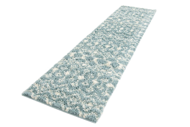 Light Blue 2' 7 x 10' Moroccan Trellis Shag Runner Area Rug Thick Soft Touch Fluffy & Plush Shaggy Pile