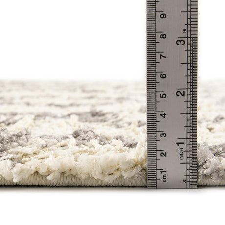 Ivory 3' 3 x 3' 3 Trellis Shag Round Area Rug Thick Soft Touch Fluffy & Plush Shaggy Pile Geometric Modern Unique Carpet for Home Interior Design for Sale at Rug Engine