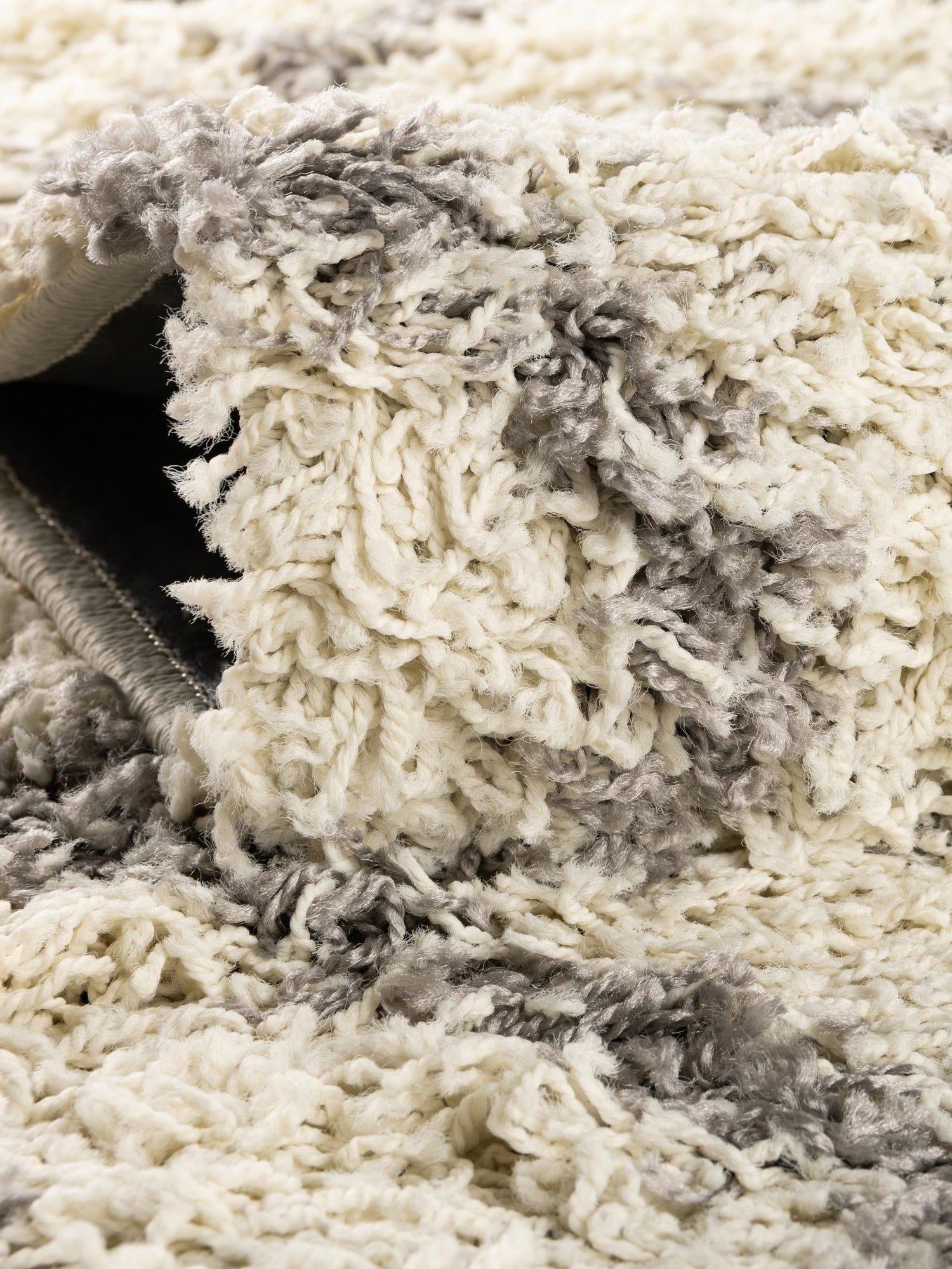 Ivory 3' 3 x 3' 3 Trellis Shag Round Area Rug Thick Soft Touch Fluffy & Plush Shaggy Pile Geometric Modern Unique Carpet for Home Interior Design for Sale at Rug Engine