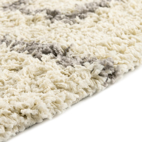 Ivory 3' 3 x 3' 3 Trellis Shag Round Area Rug Thick Soft Touch Fluffy & Plush Shaggy Pile Geometric Modern Unique Carpet for Home Interior Design for Sale at Rug Engine