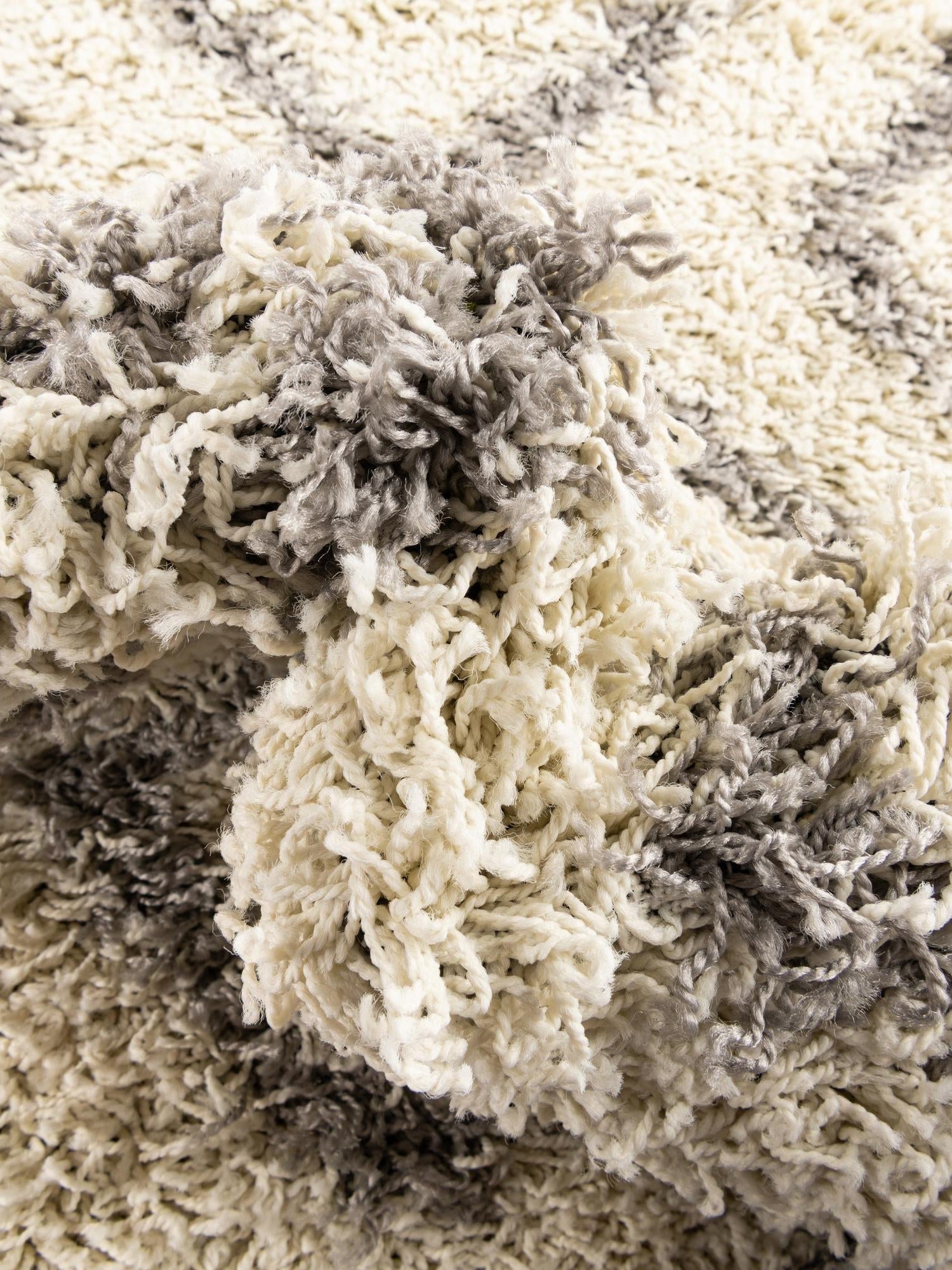 Ivory 3' 3 x 3' 3 Trellis Shag Round Area Rug Thick Soft Touch Fluffy & Plush Shaggy Pile Geometric Modern Unique Carpet for Home Interior Design for Sale at Rug Engine