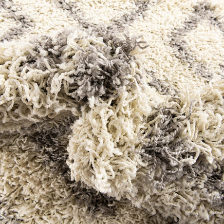 Ivory 3' 3 x 3' 3 Trellis Shag Round Area Rug Thick Soft Touch Fluffy & Plush Shaggy Pile Geometric Modern Unique Carpet for Home Interior Design for Sale at Rug Engine