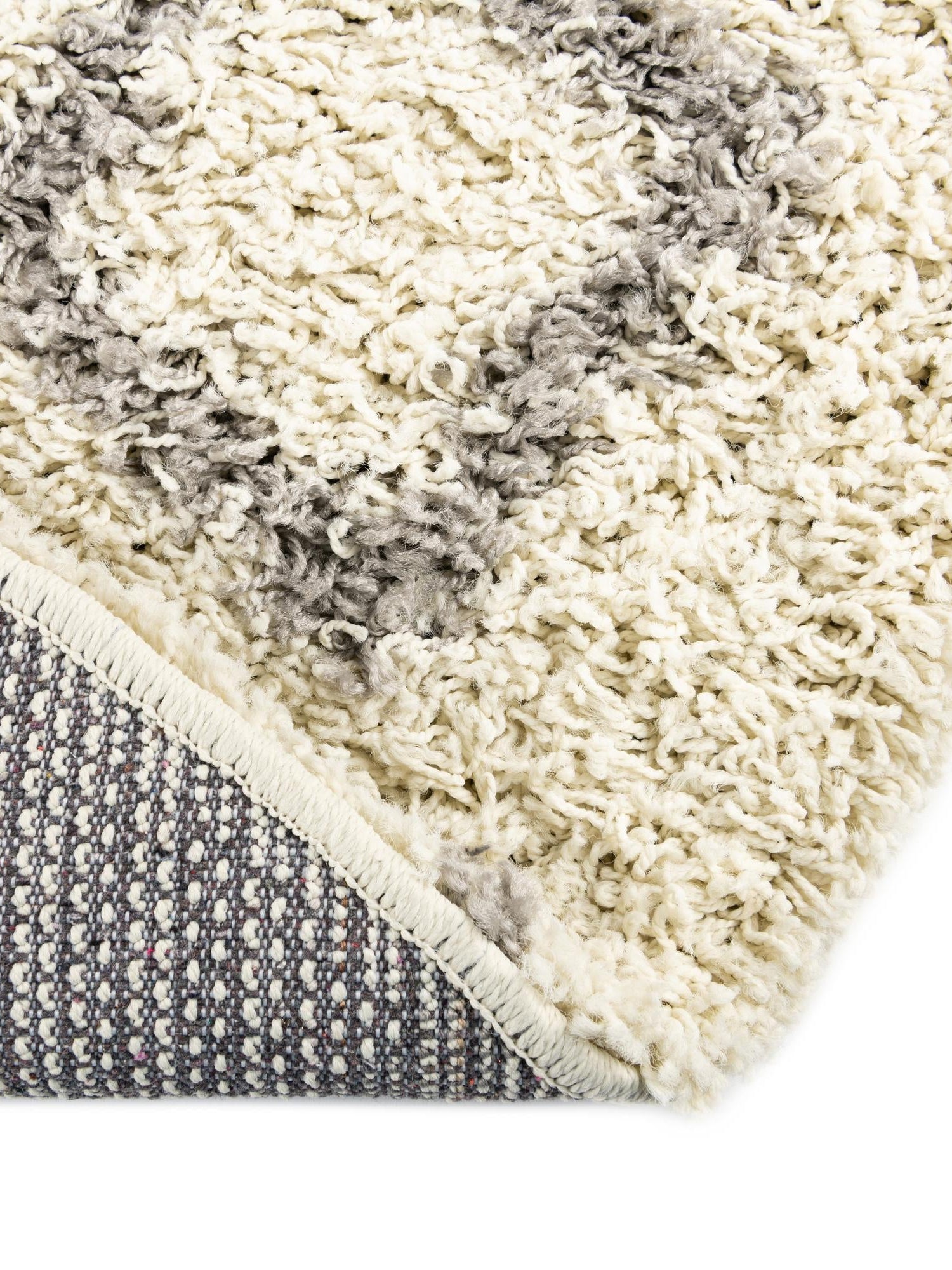 Ivory 3' 3 x 3' 3 Trellis Shag Round Area Rug Thick Soft Touch Fluffy & Plush Shaggy Pile Geometric Modern Unique Carpet for Home Interior Design for Sale at Rug Engine