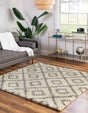 Ivory 5' 3 x 5' 3 Trellis Shag Square Area Rug Thick Soft Touch Fluffy & Plush Shaggy Pile