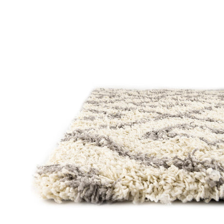 Ivory 3' 3 x 3' 3 Trellis Shag Square Area Rug Thick Soft Touch Fluffy & Plush Shaggy Pile Geometric Modern Unique Carpet for Home Interior Design for Sale at Rug Engine