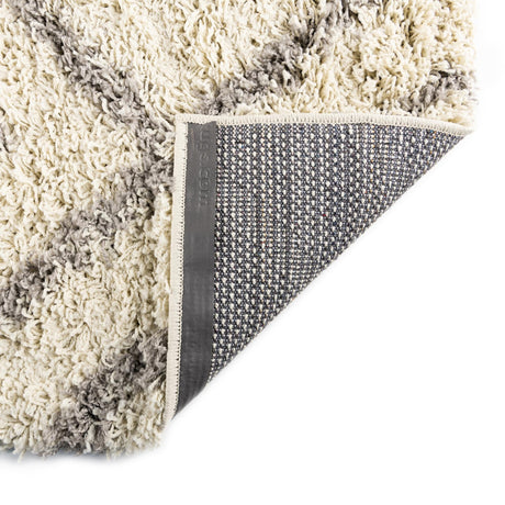 Ivory 2' x 7' Trellis Shag Runner Area Rug Thick Soft Touch Fluffy & Plush Shaggy Pile Geometric Modern Unique Carpet for Home Interior Design for Sale at Rug Engine
