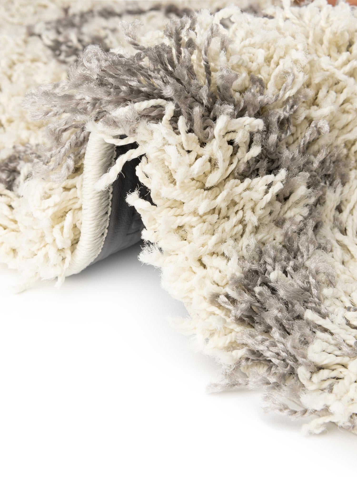 Ivory 2' x 5' Trellis Shag Runner Area Rug Thick Soft Touch Fluffy & Plush Shaggy Pile Geometric Modern Unique Carpet for Home Interior Design for Sale at Rug Engine