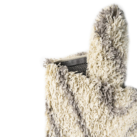 Ivory 2' x 8' Trellis Shag Runner Area Rug Thick Soft Touch Fluffy & Plush Shaggy Pile Geometric Modern Unique Carpet for Home Interior Design for Sale at Rug Engine