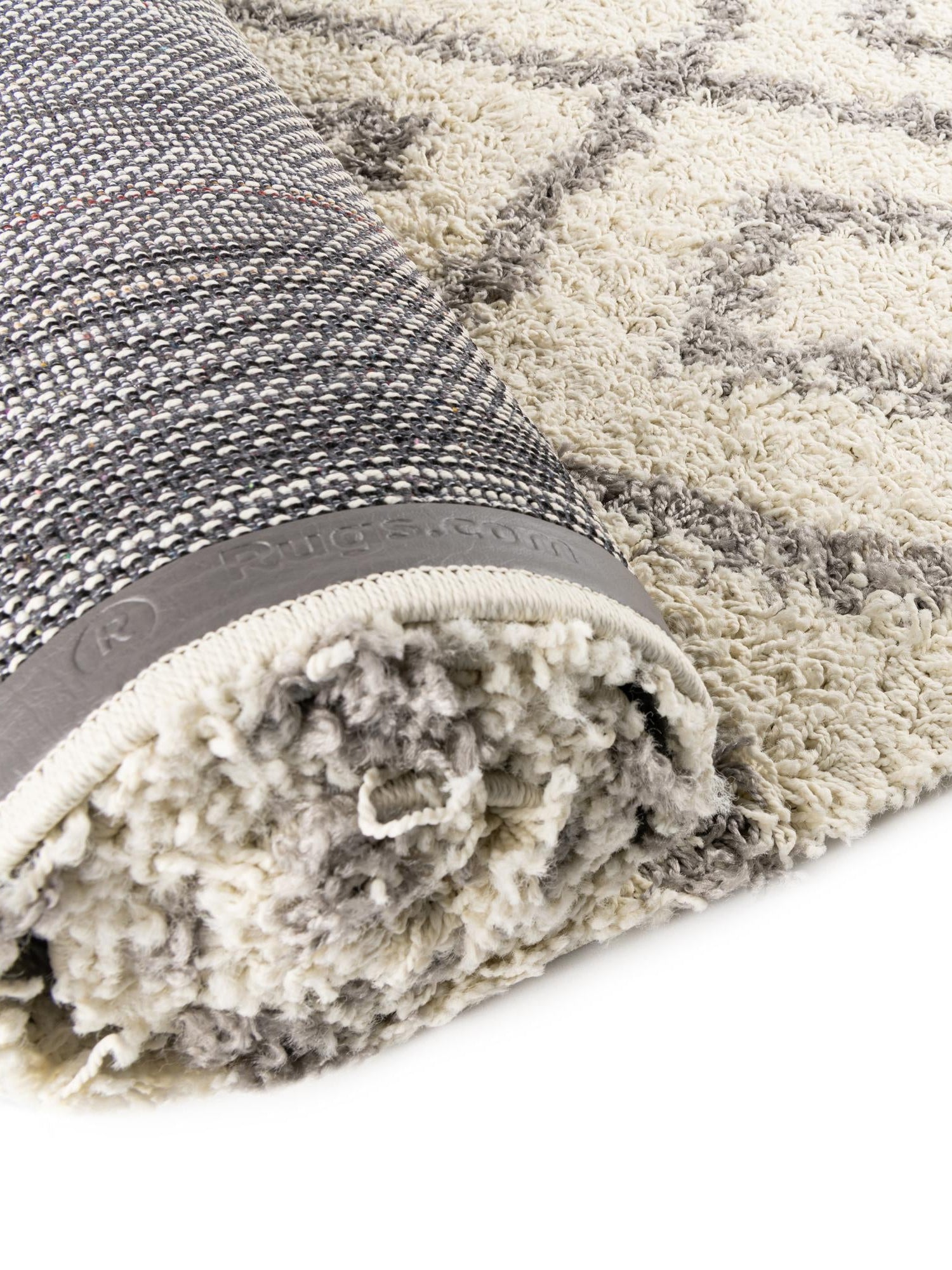 Ivory 2' x 6' Trellis Shag Runner Area Rug Thick Soft Touch Fluffy & Plush Shaggy Pile Geometric Modern Unique Carpet for Home Interior Design for Sale at Rug Engine