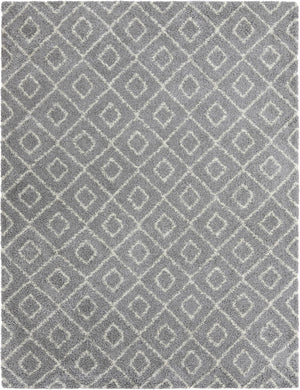 Gray 10' x 13' Trellis Shag Rectangle Area Rug Thick Soft Touch Fluffy & Plush Shaggy Pile