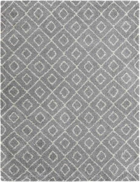 Gray 10' x 13' Trellis Shag Rectangle Area Rug Thick Soft Touch Fluffy & Plush Shaggy Pile Geometric Modern Unique Carpet for Home Interior Design for Sale at Rug Engine