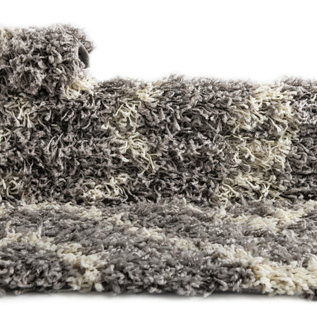 Gray 9' x 12' Trellis Shag Rectangle Area Rug Thick Soft Touch Fluffy & Plush Shaggy Pile Geometric Modern Unique Carpet for Home Interior Design for Sale at Rug Engine